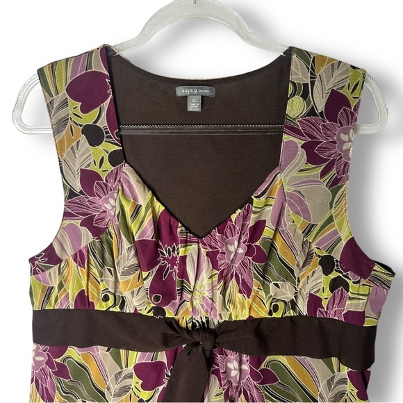 Apt 9 Sleeveless Blouse Sz XL Y2K 90's Retro Ribbon Floral Burgundy - Picture 2 of 12